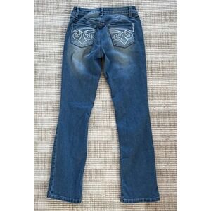 Y2k Flamingals Womens Medium Wash Embroidered Back Pocket Bootcut Jeans Size S